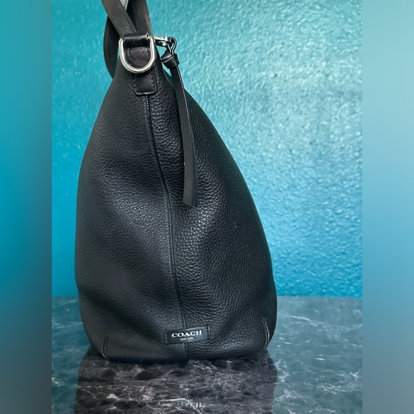 COACH Handbag Bleeker Cooper Satchel Tote Bag Black Pebbled Leather - Picture 15 of 15